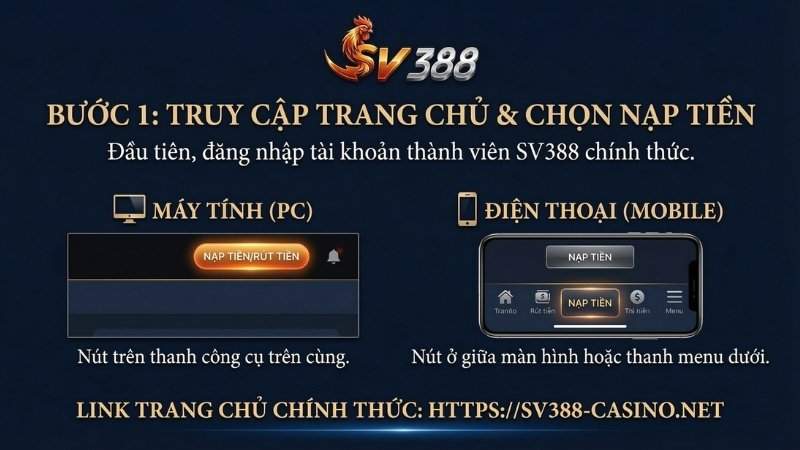 Bước 1: Truy cập trang chủ và chọn tính năng Nạp tiền
