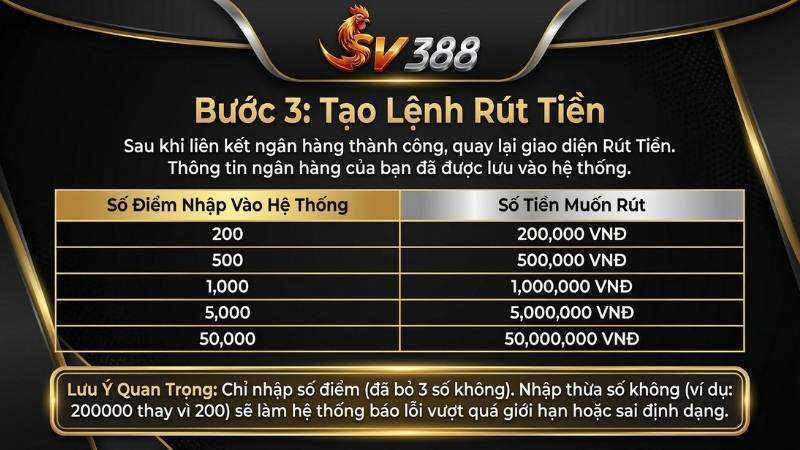 Bước 3: Tạo lệnh rút tiền