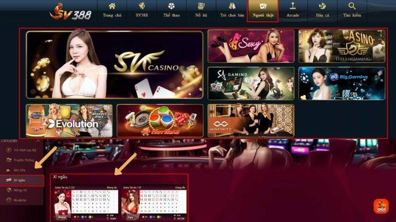 Bước 2: Chọn sảnh và bàn chơi phù hợp