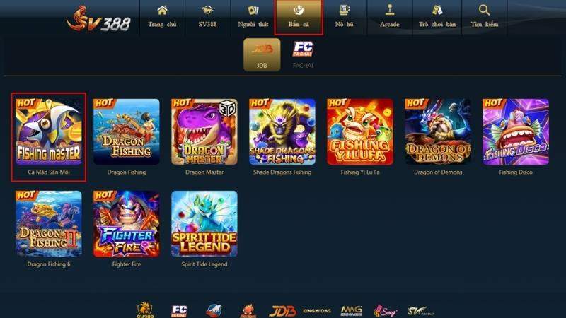 Các bước tham gia chơi Đại Sư Đánh Cá tại SV388