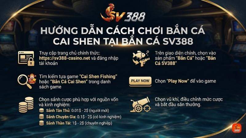 Hướng dẫn cách chơi Bắn Cá Cai Shen tại Bắn Cá SV388