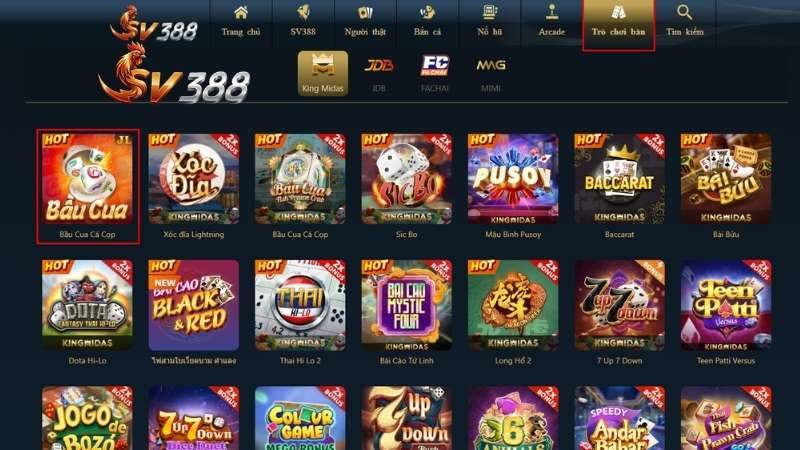 Hướng dẫn cách chơi Bầu Cua Cá Cọp tại game bài SV388