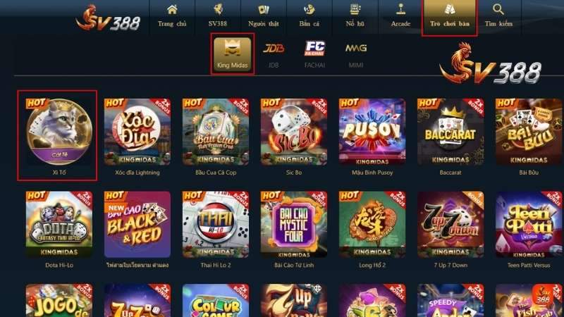 Truy cập sảnh game bài SV388